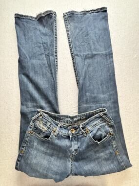 Cowgirl Tuff Co Jeans Womens 28x35 Wild Child Bootcut Blue Distressed Western